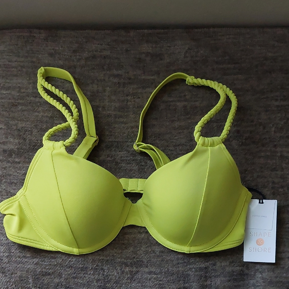 NWT Shade & Shore Yellow Swim Top Size 34B